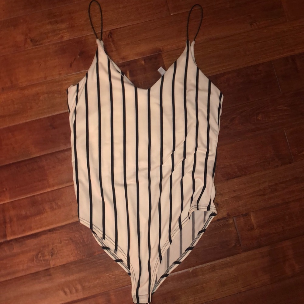 Black & white striped Gaze bodysuit